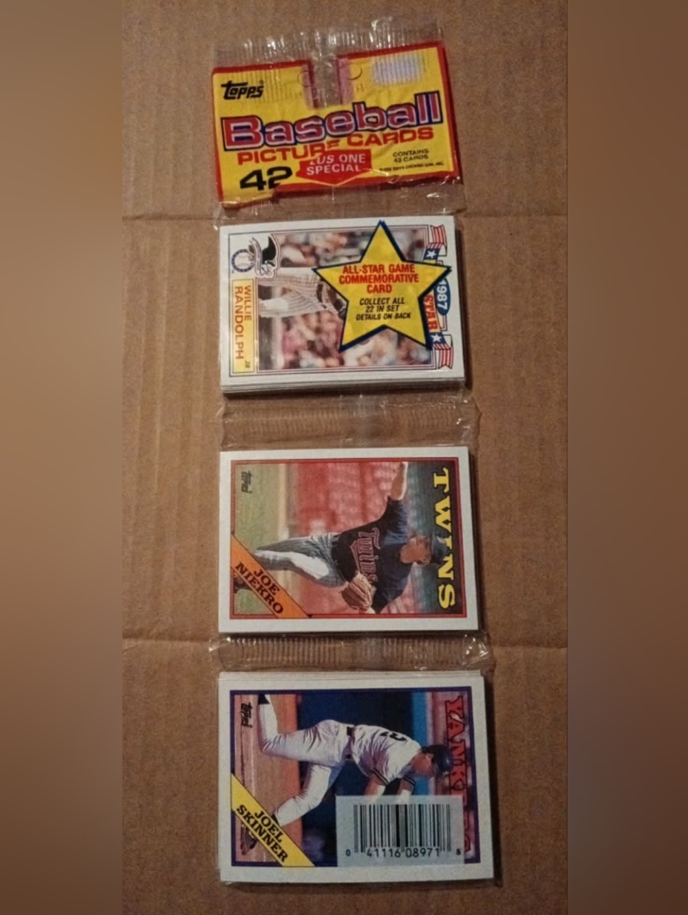 1988 Topps Baseball Cards Factory Sealed Rack Pack 43 Cards in all